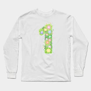 "1" Floral Letter Number Long Sleeve T-Shirt